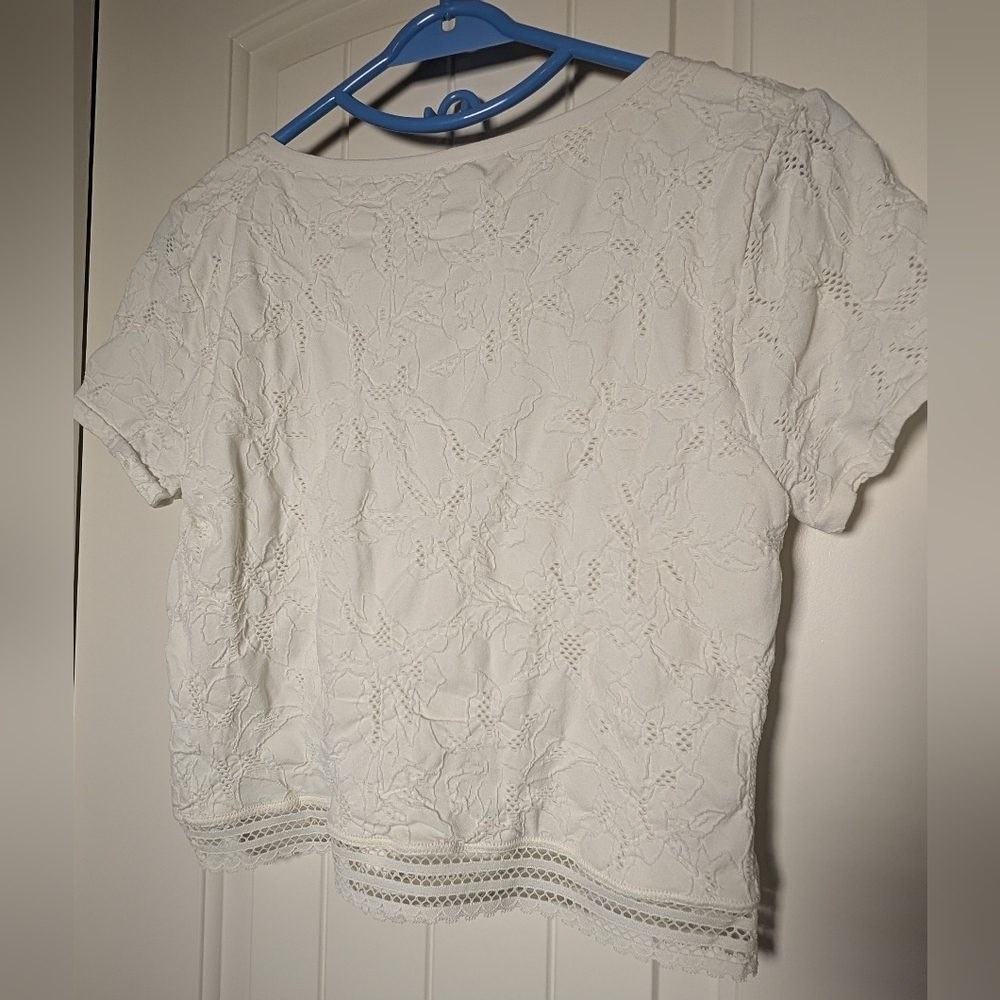 SALE -- Aerie Superchill Women's White Rib Baby Crop T-Shirt, Women's Size XL - Picture 10 of 10